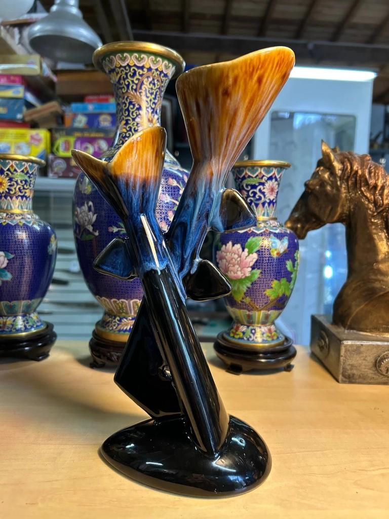Vase Double Vallauris Soliflore Céramique Années 60