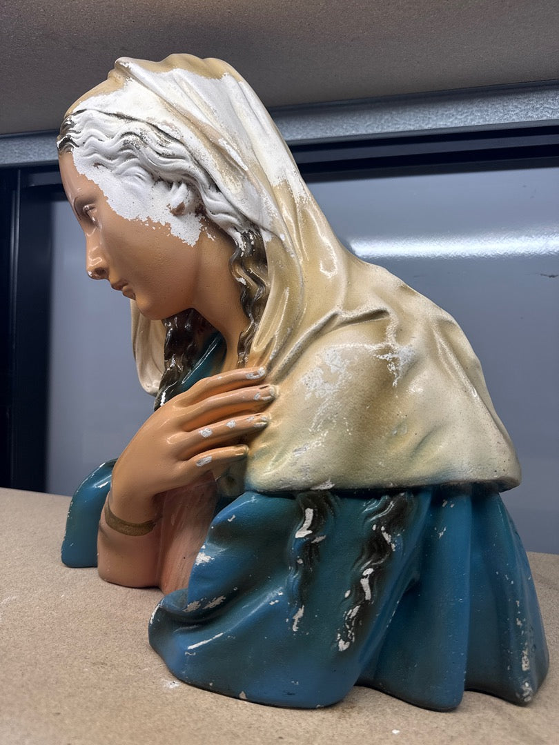 Grand Buste De Vierge – Bibelots – Statue En Plâtre Vintage