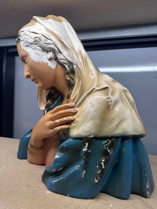 Grand Buste De Vierge – Bibelots – Statue En Plâtre Vintage