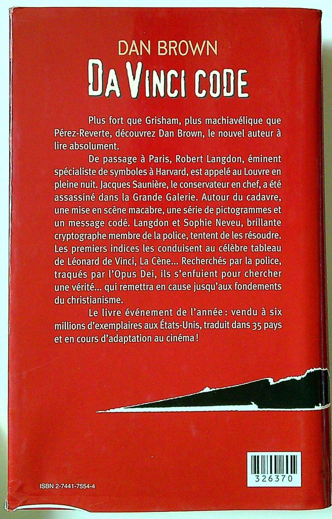 Livre Da Vinci Code Dan Brown Roman