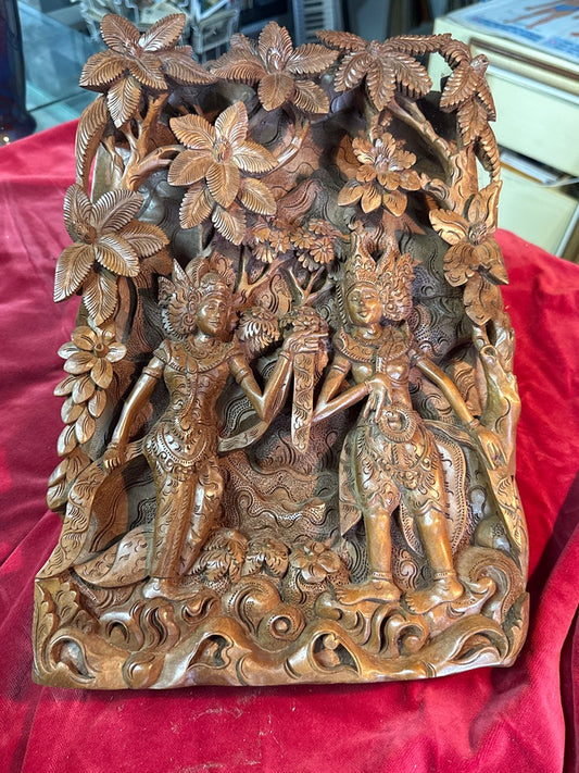Panneau bois sculpté – Bali – Décoration – Danseurs