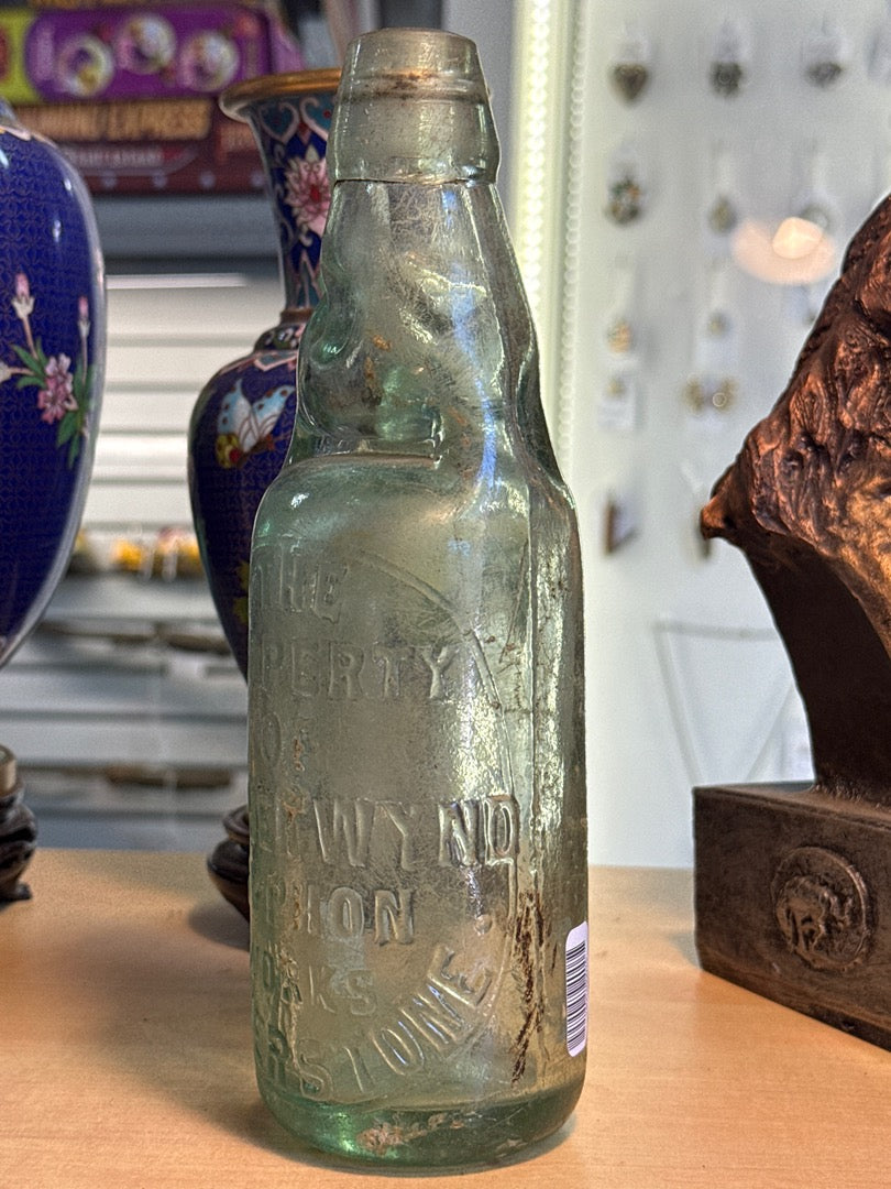 Bouteille Codd – Chetwynd Atherstone – Ornement – Verre vert ancien