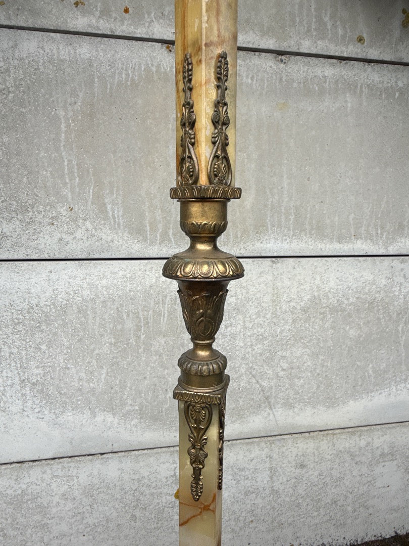Lampadaire – Vintage – Maison – Doré En Onyx Et Métal