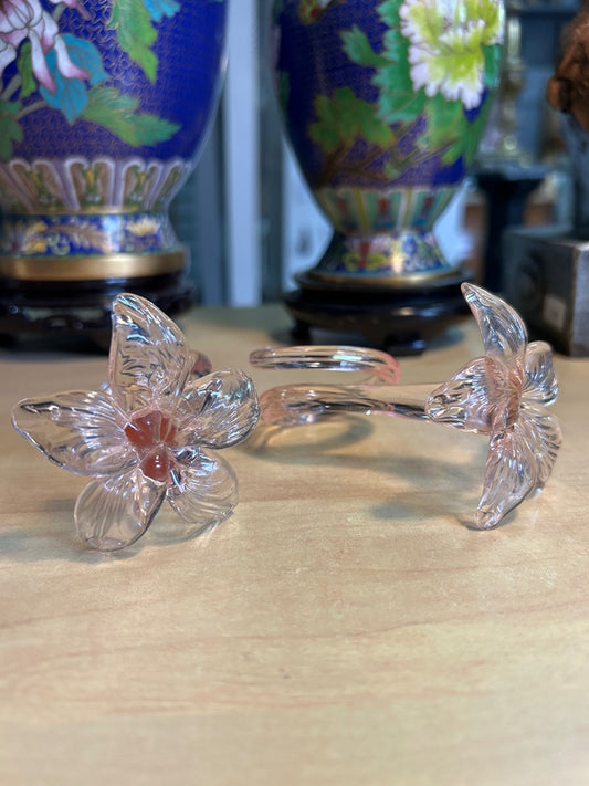 Ronds de serviette – Verre rose fleurs