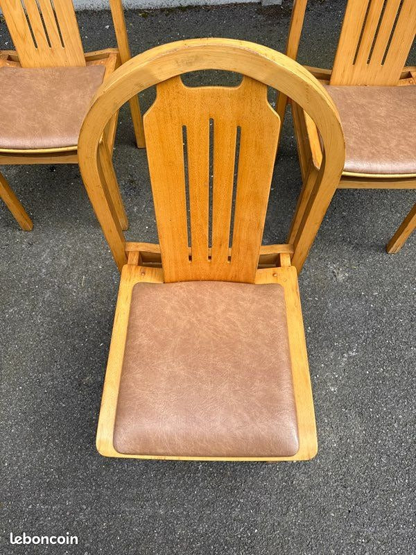 Lot ensemble de 6 chaises vintage Baumann Argos avec assise interchangeables