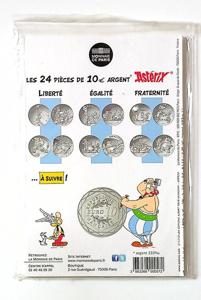 pièce 10€ Argent Astérix la Liberté Monnaie de Paris