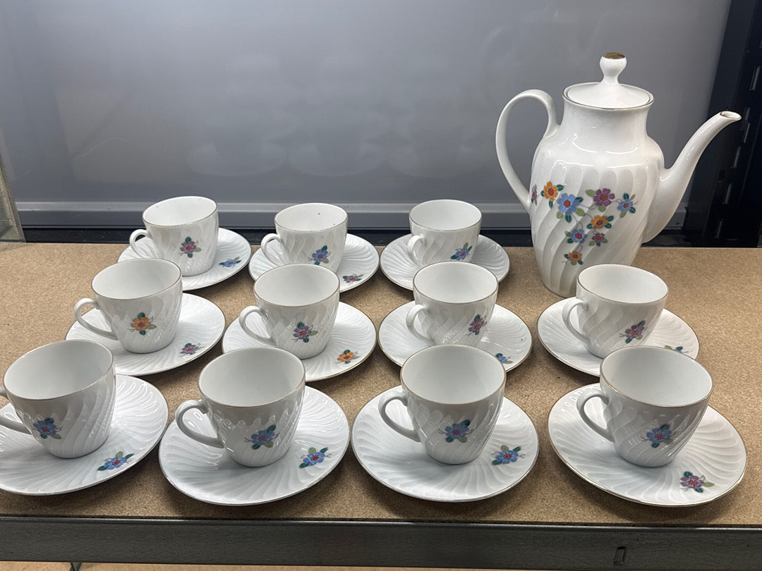 Service café – Bareuther – Vaisselle – Fleurs vintage