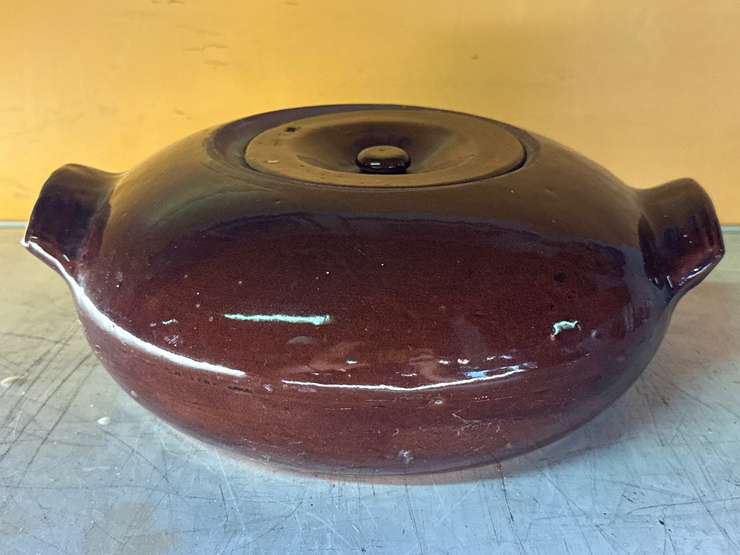 Cocotte vintage en terre cuite – Marron vernissé