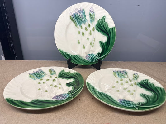 3 Assiettes asperges – Salins – Assiettes – Barbotine vert