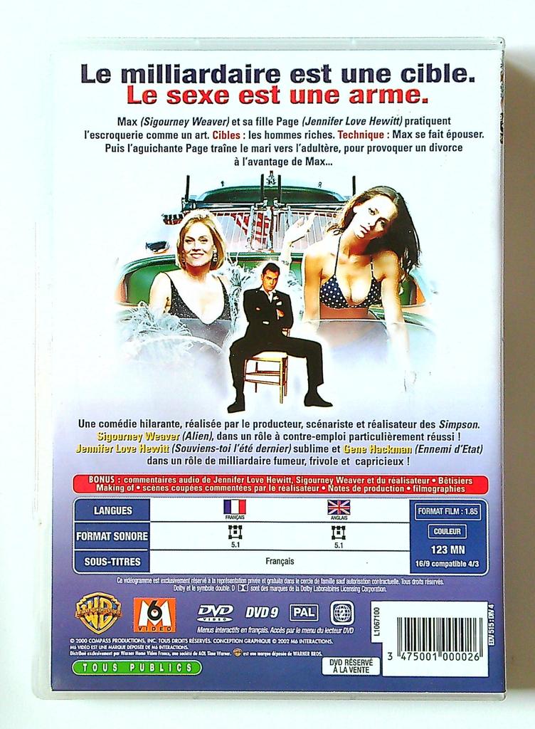 Dvd Beautés Empoisonnée$ Sigourney Weaver & Jennifer Love Hewitt