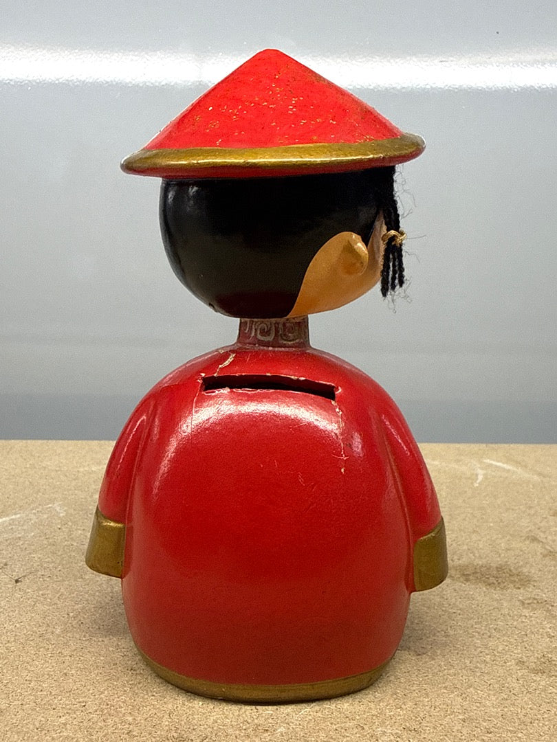 Tirelire – Vintage – Bibelots – Figurine Chinoise Rouge