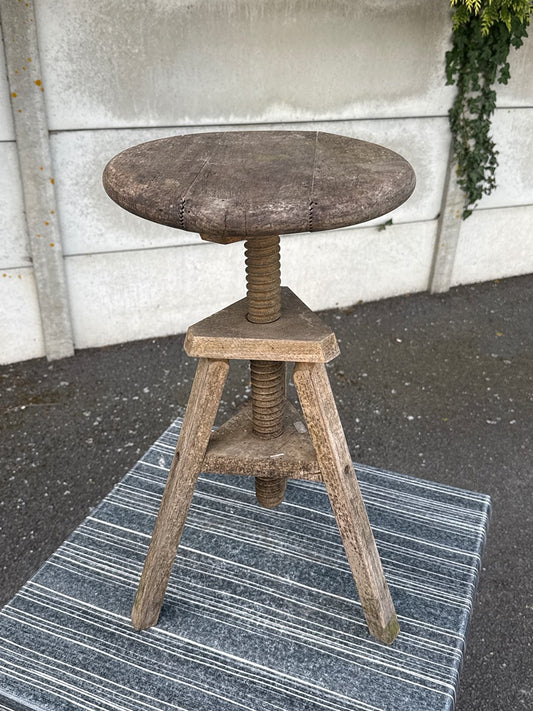 Tabouret à vis – Vintage – Objet de décoration – Bois brut