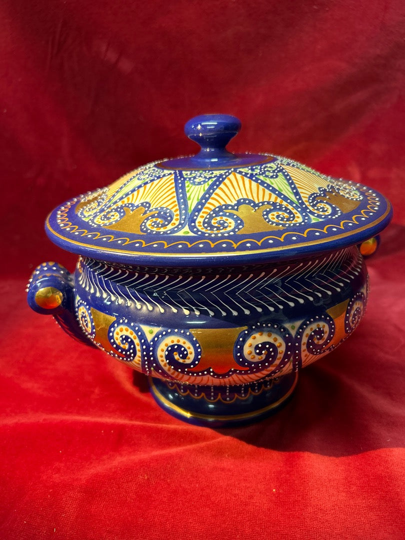 Soupière ancienne céramique Hb Quimper France bleu