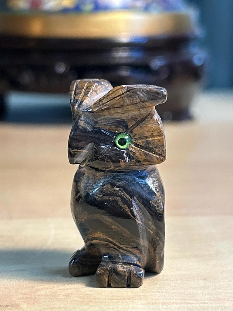 Statuette sculpté Chouette / Hibou en pierre naturelle