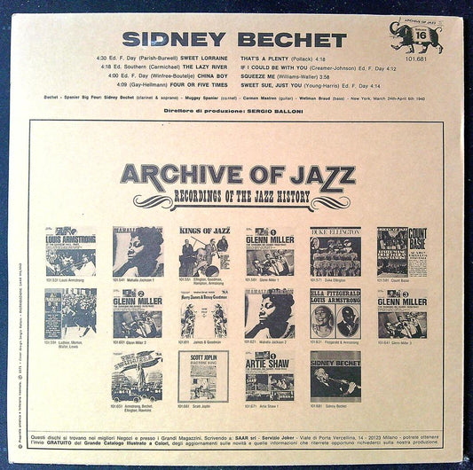 Vinyle Sidney Bechet - Archive of Jazz Vol. 16