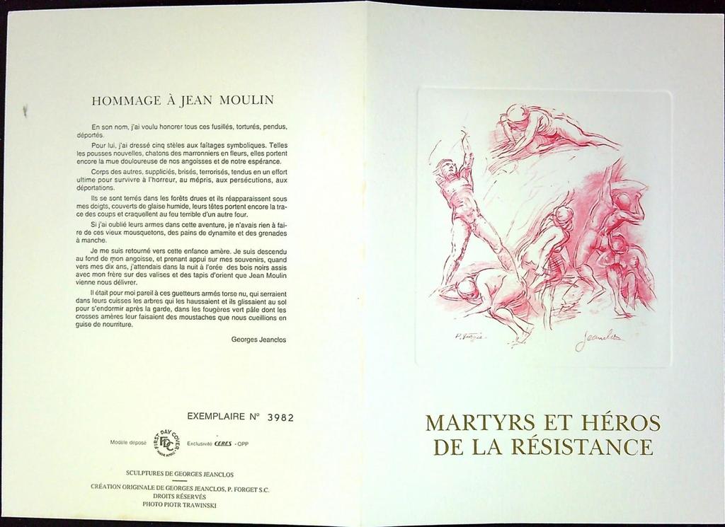 Martyrs et Héros de la résistance Enveloppe Dépliant Timbre 1er jour Encart Fdc Yvert et Tellier