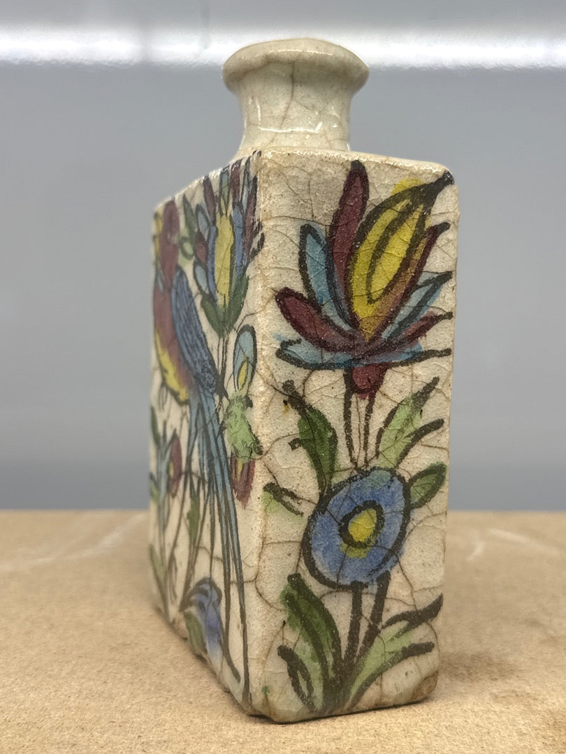 Bouteille – Céramique – Déco – Motif Oiseau Et Fleurs
