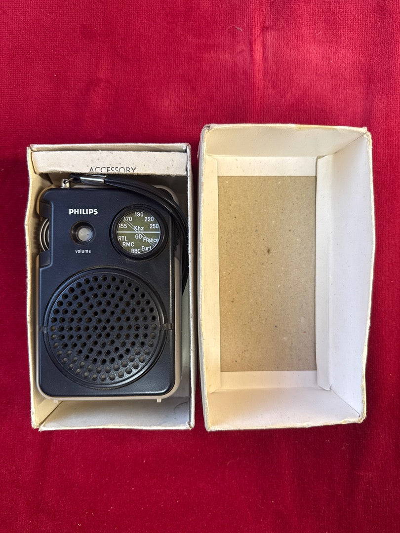 Radio portable vintage Philips Al021 avec boite d'origine