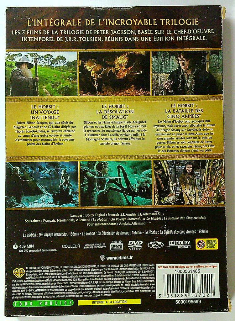 Coffret Dvd Le Hobbit La Trilogie Intégrale