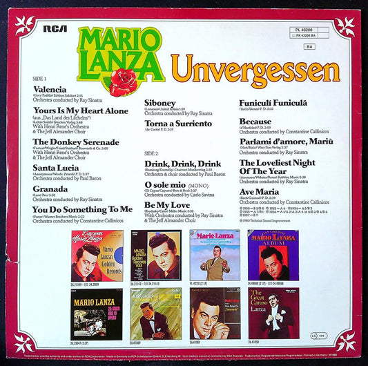 Vinyle Mario Lanza Unvergessen rca