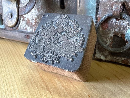 Tampon d’imprimerie – Vintage – Hobbies – Blason en métal Franc Maçon