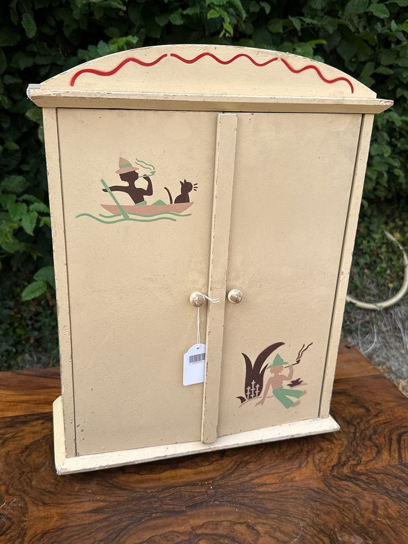 Armoire de poupée – Vintage – Jouet – Bois peint