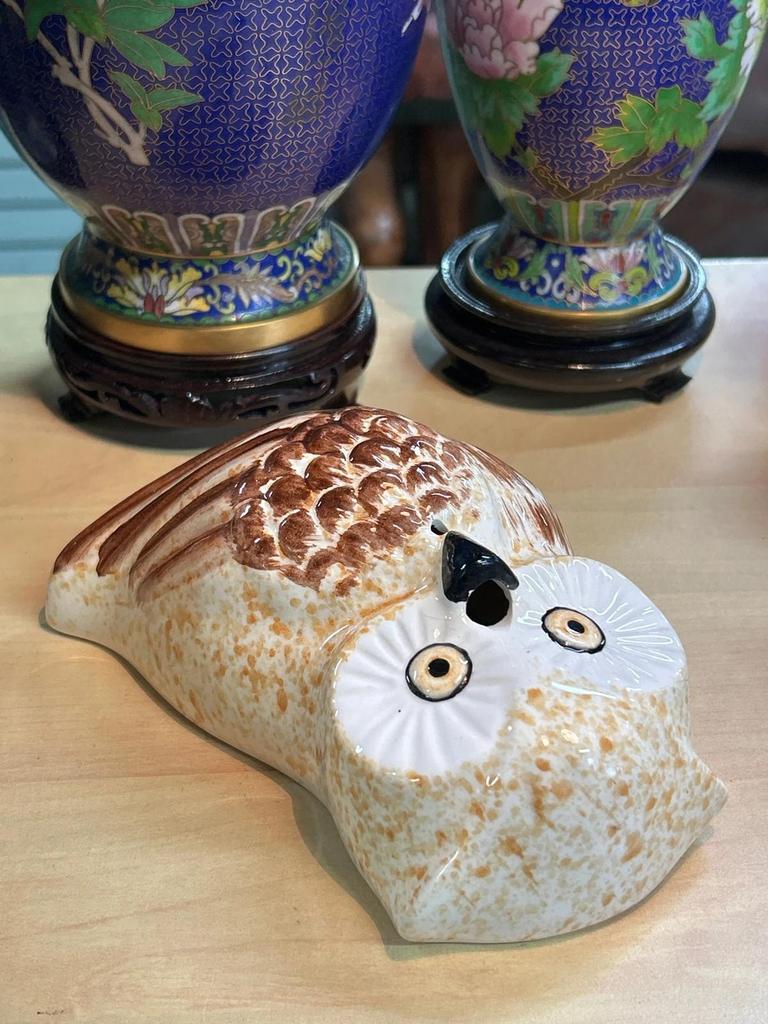 Distributeur murale de ficelle en porcelaine Chouette / Hibou