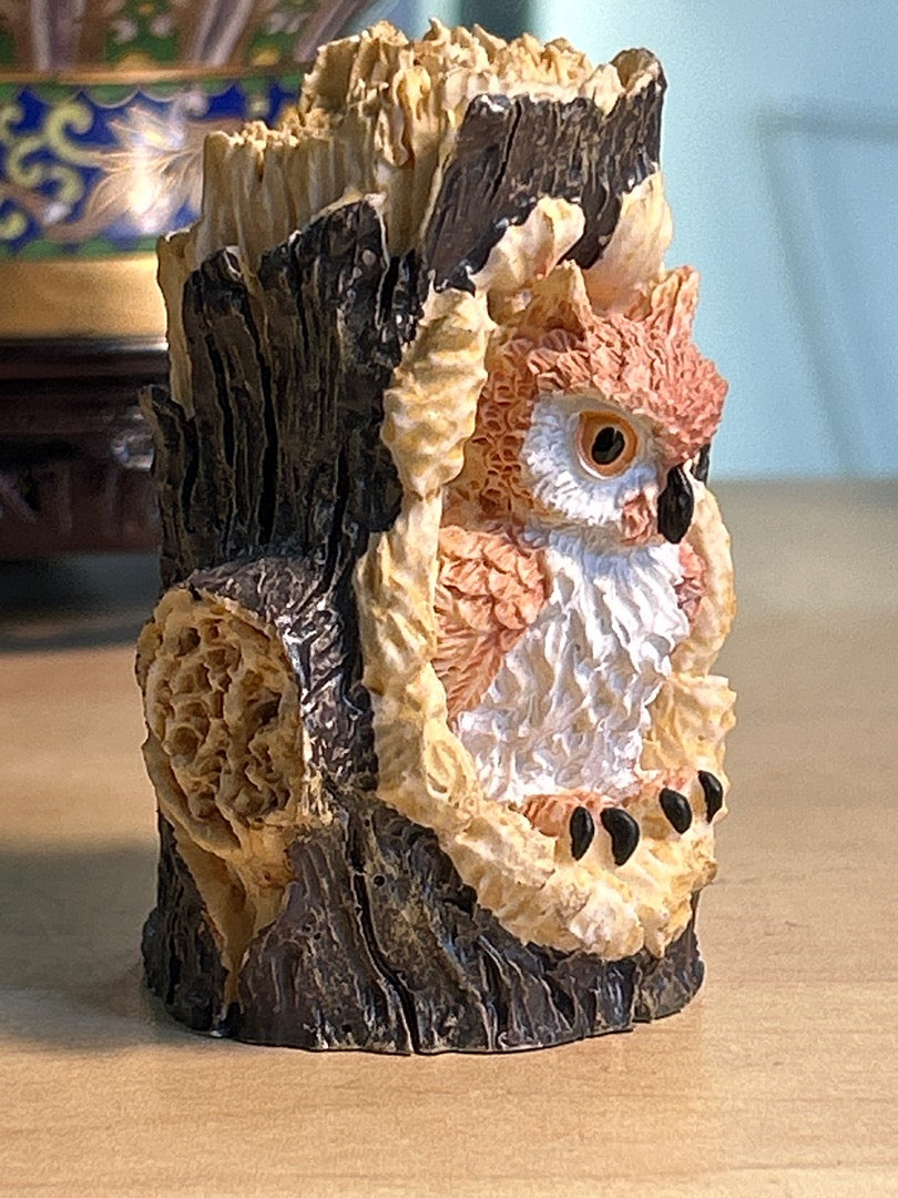 Figurine Chouette / Hibou Dans Son Tronc