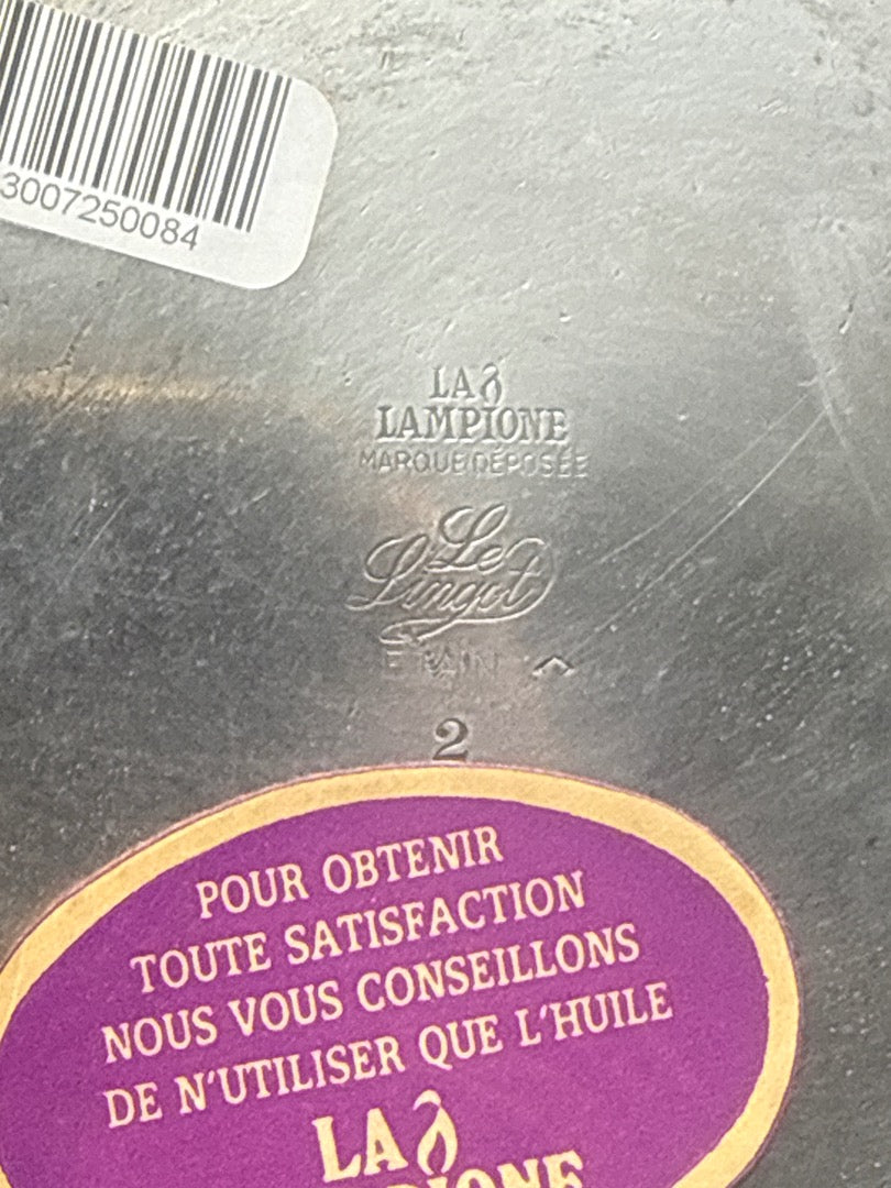 Lampe à huile – La Lampione Le Lingot – Luminaire – Vintage étain verre dépoli
