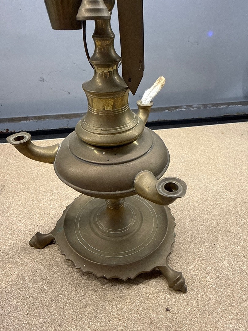 Lampe à huile – Vintage – Luminaire – En laiton à trois becs