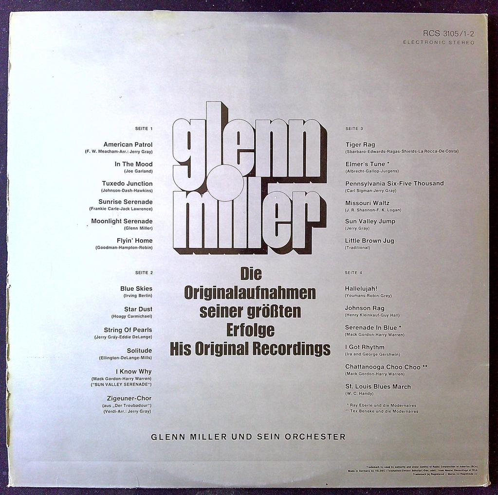 double Vinyle Glenn Miller His Original Recordings Rca