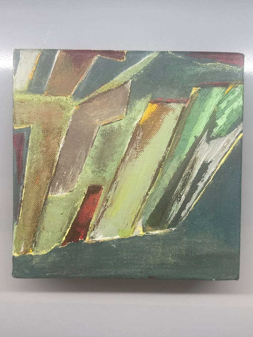 Tableau – Décoration – Peinture abstraite verte géométrique