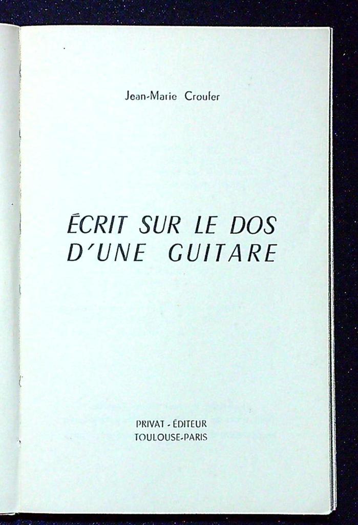 Livre J.m. Croufer – Privat – Poésie – Édition originale