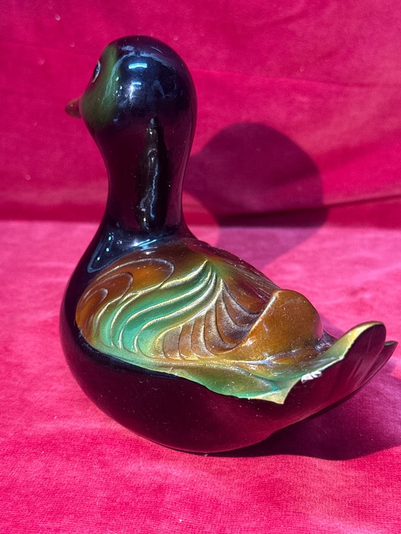 Statuette canard noire et verte