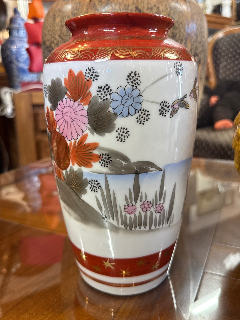 Vase Kutani – Porcelaine – Ornements – Rouge et or