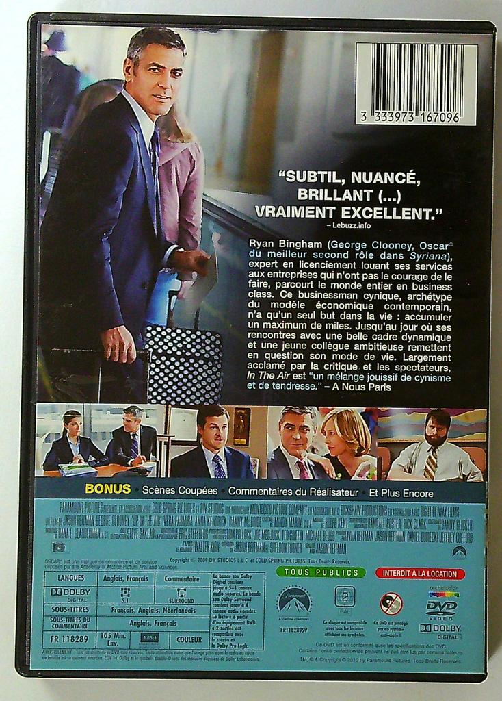 Dvd In The Air avec George Clooney