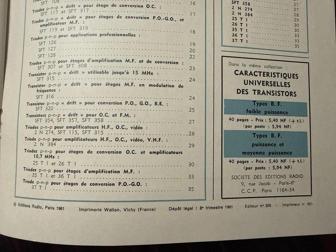 Livre – Éditions Radio – Non-fiction – Transistors vintage 1961