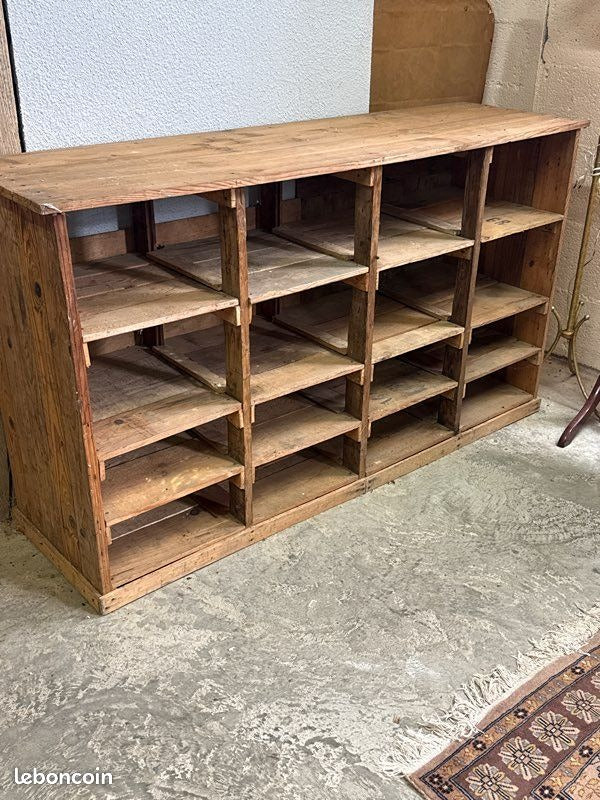 Casier de rangement – Artisanale – Rangement – Bois brut 16 compartiments - Atelier - Garage Meuble