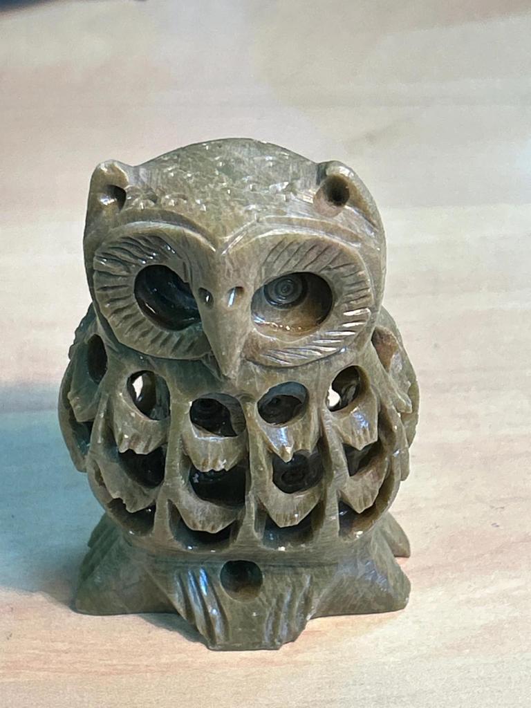 Statuette sculpté Chouette / Hibou en pierre naturel