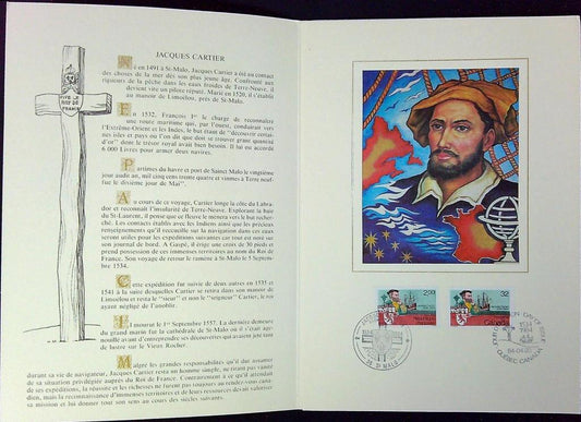 Jacques Cartier Enveloppe Dépliant Timbre 1er jour Encart Fdc Yvert et Tellier