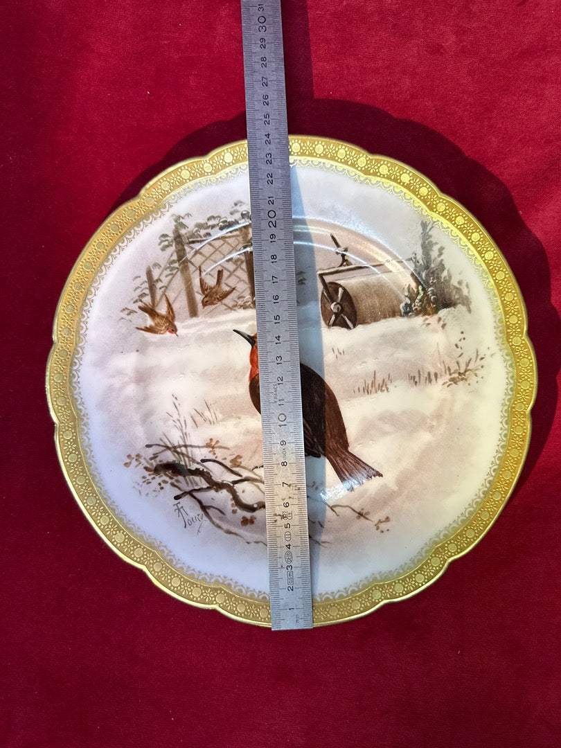 Assiette décorative oiseaux hiver Haviland France