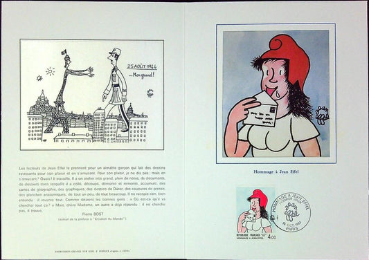 Jean Effel Enveloppe Dépliant Timbre 1er jour Encart Fdc Yvert et Tellier