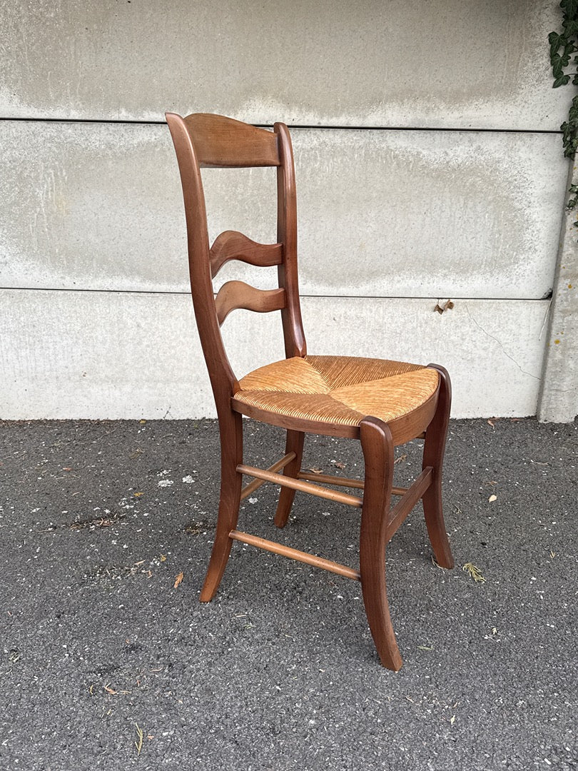 Lot de 6 chaises en bois et paille style rustique