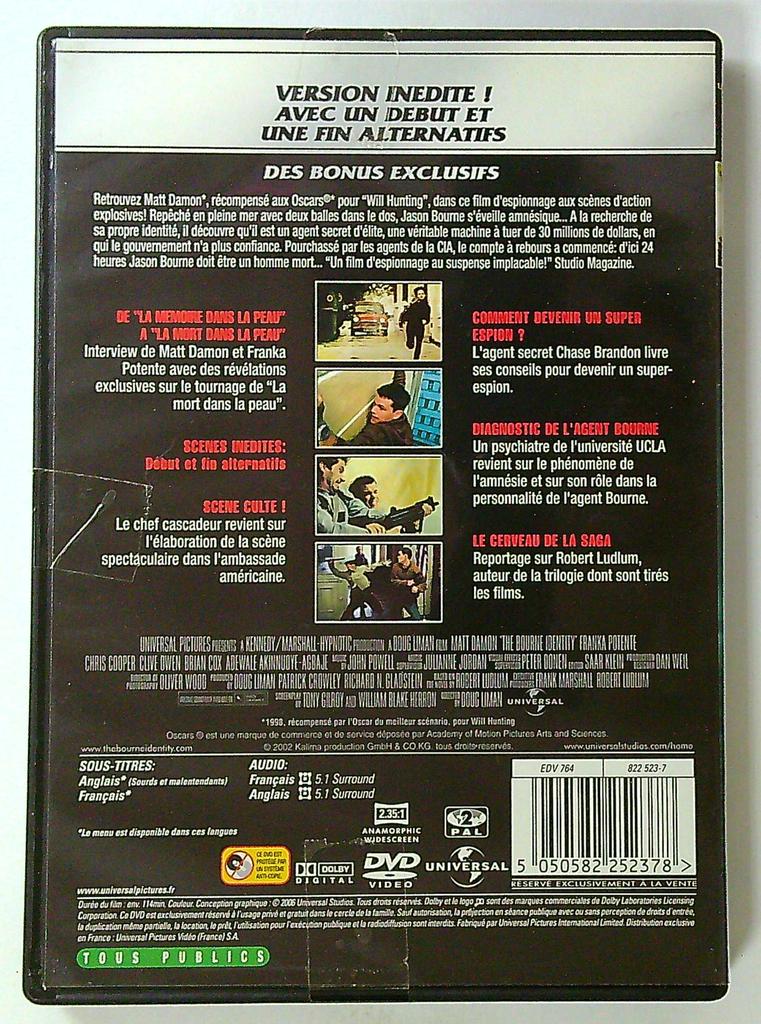 Dvd La Mémoire dans la peau Edition Spéciale Matt Damon
