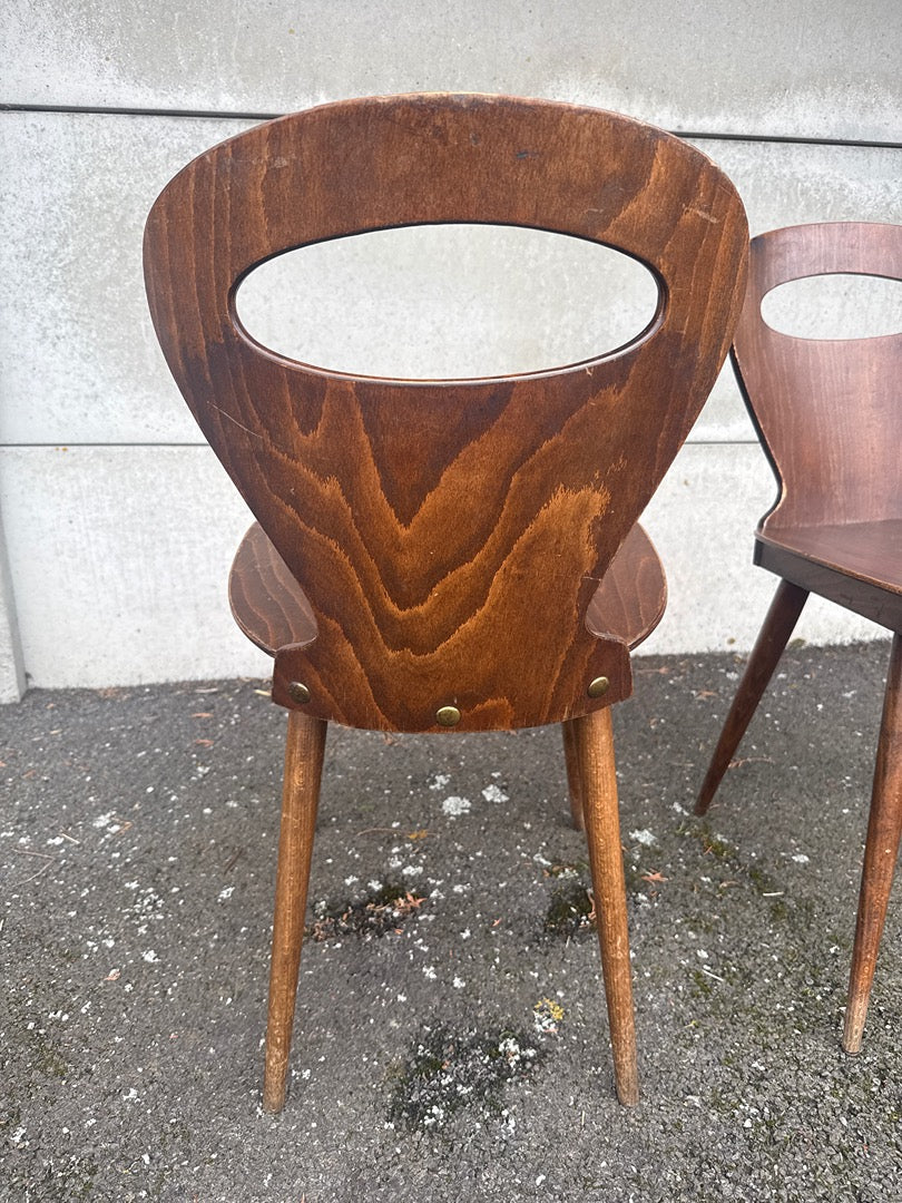 Paire de chaises – Style Baumann Fourmi – Bois vintage bistrot