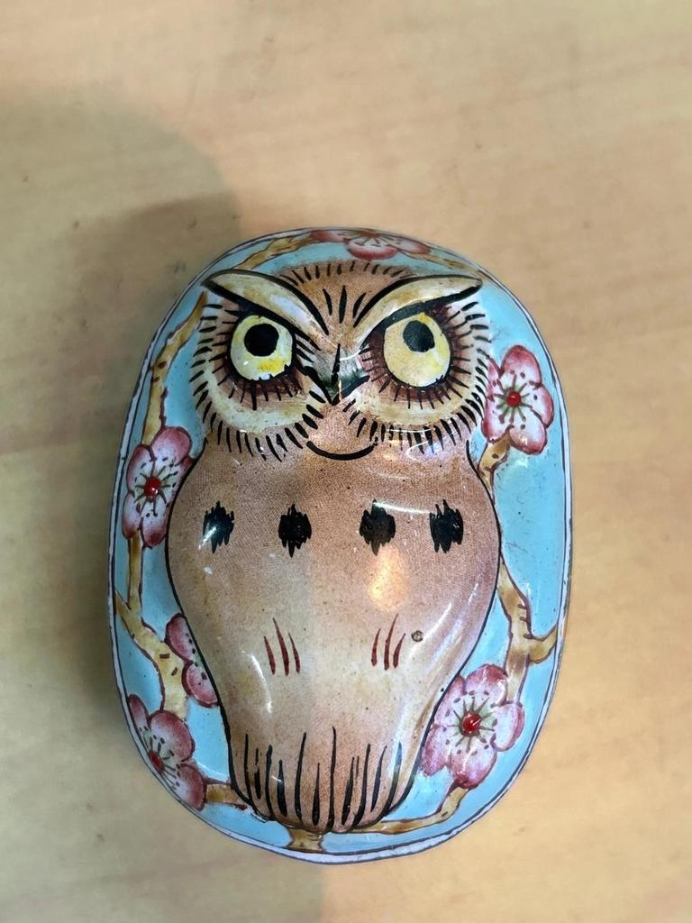 Boite vintage en email Chouette / Hibou