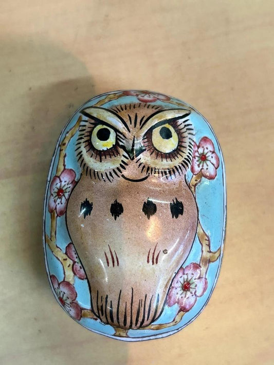 Boite vintage en email Chouette / Hibou