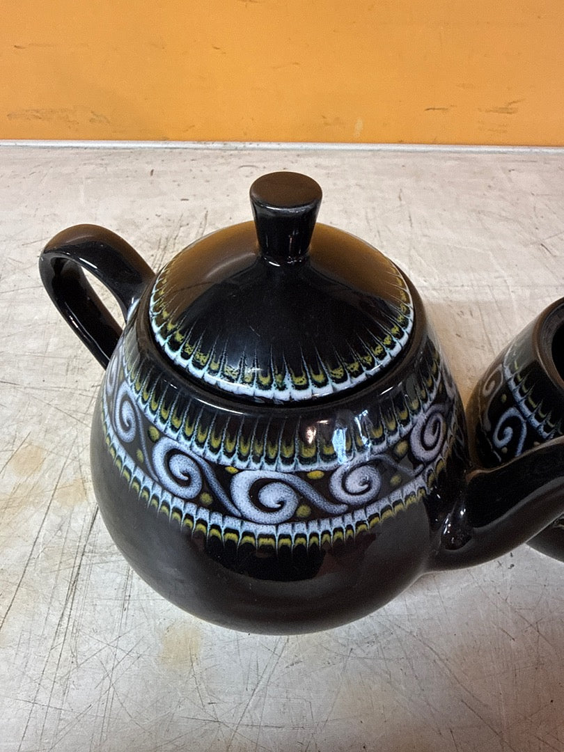 Service à thé – Théière et tasse en céramique noire