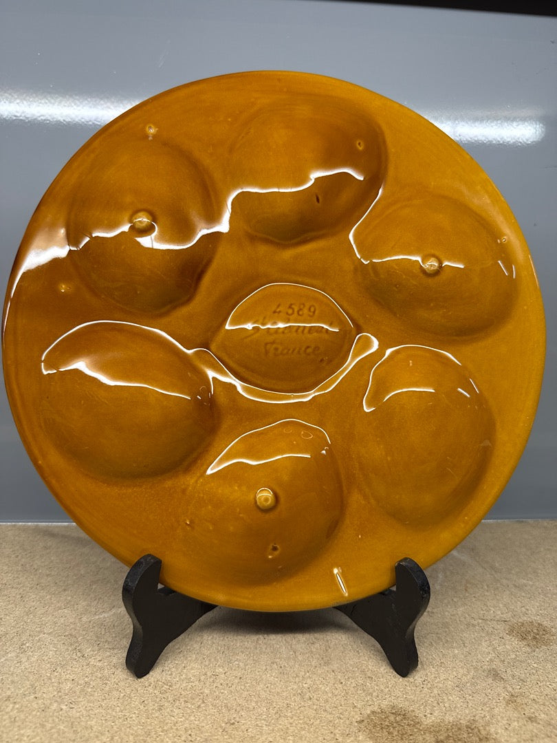 Assiettes à Huîtres – Saint Clément – Arts de la Table – En Céramique Marron Vintage