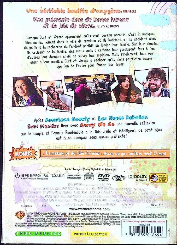 Dvd – Away We Go – Divertissement – Comédie Sam Mendes